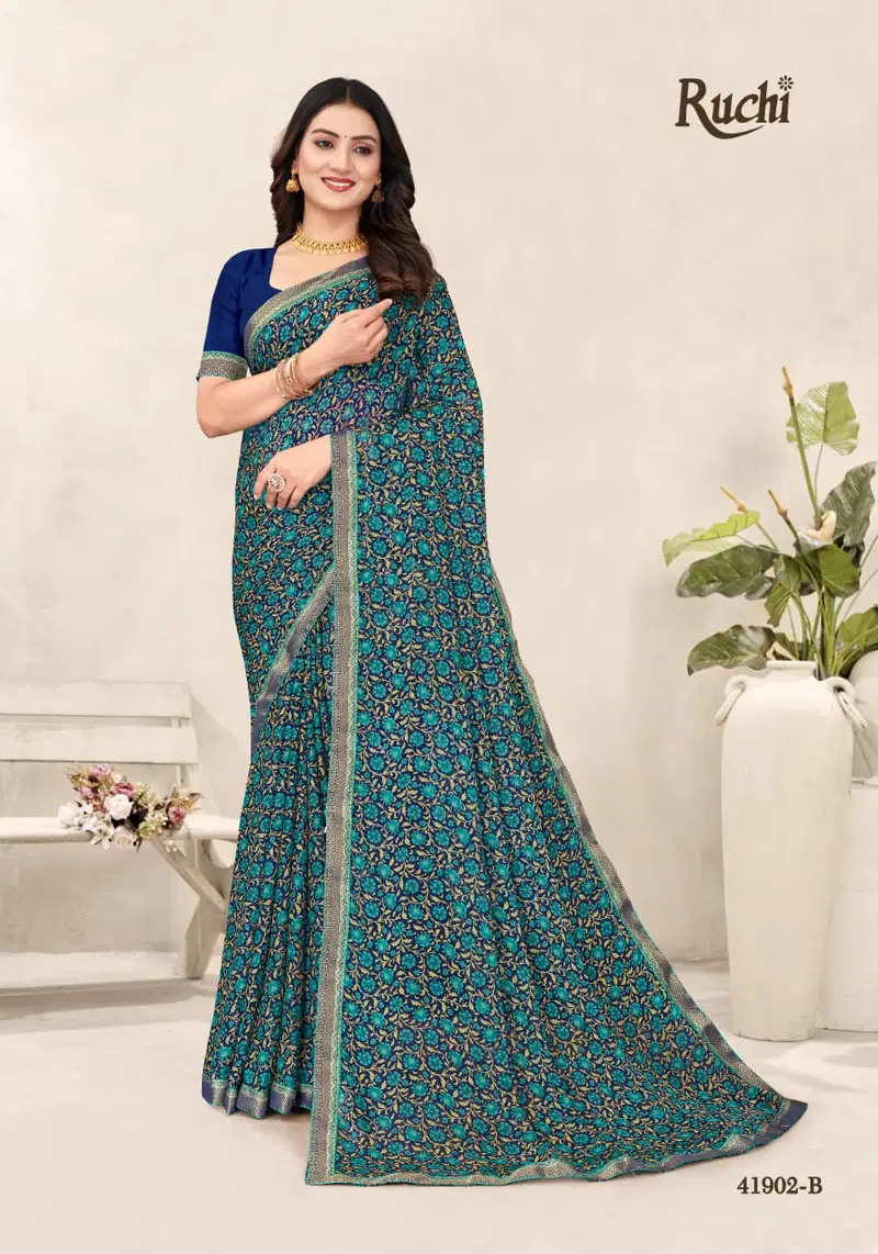 Simayaa Vol 34 By Ruchi Chiffon Daily Wear Saree Exporters In India
